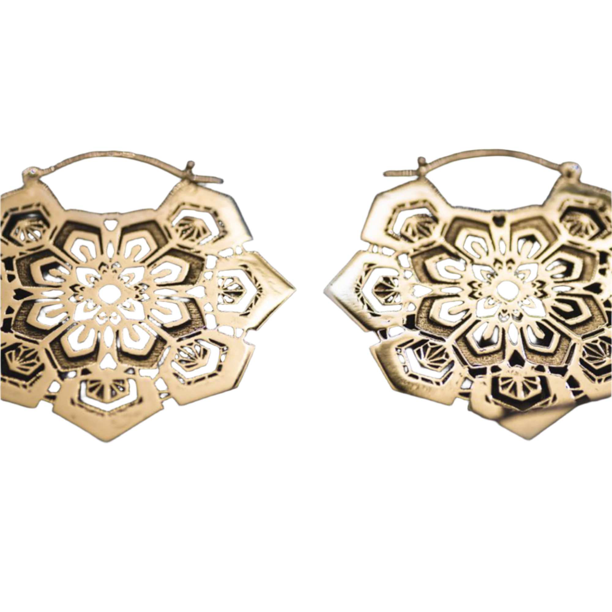 ASA Boucles d'oreilles disque surdimensionnées Asa No Ha Mandala en Or | calibre 16